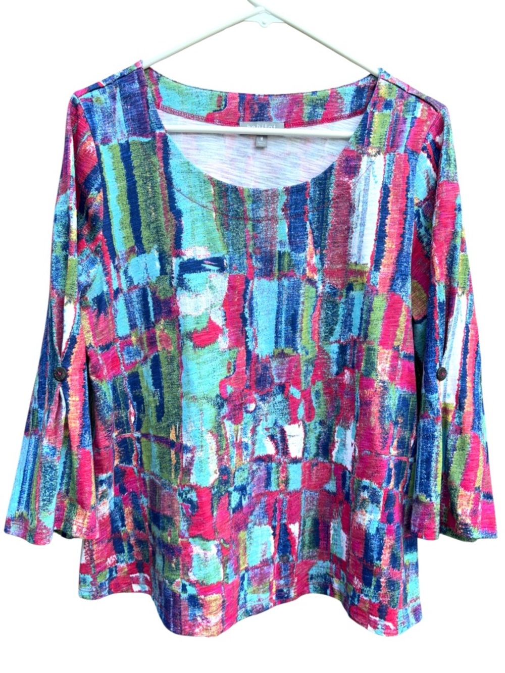 Like New Habitat Abstract Print 3/4 Sleeve Top Size Medium